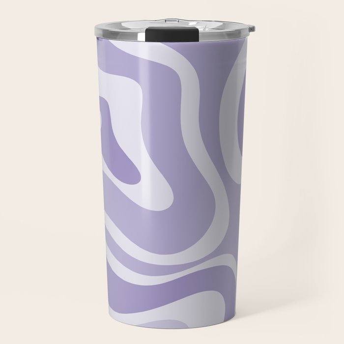 Retro Modern Liquid Swirl Abstract Pattern in Muted Lavender Light Purple Travel Mug Gallery Image 1