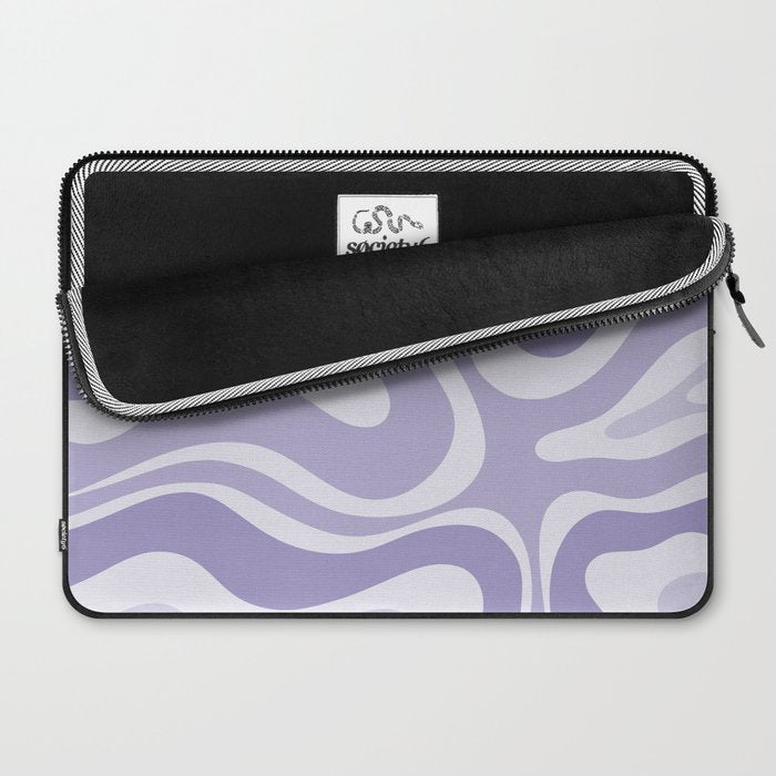 Retro Modern Liquid Swirl Abstract Pattern in Muted Lavender Light Purple Laptop Sleeve Gallery Image 2