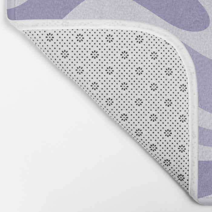 Retro Modern Liquid Swirl Abstract Pattern in Muted Lavender Light Purple Bath Mat Gallery Image 2