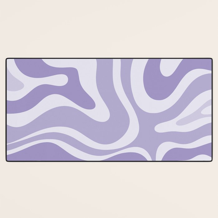 Retro Modern Liquid Swirl Abstract Pattern in Muted Lavender Light Purple Desk Mat Gallery Image 3
