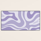 Retro Modern Liquid Swirl Abstract Pattern in Muted Lavender Light Purple Desk Mat Gallery Image 3