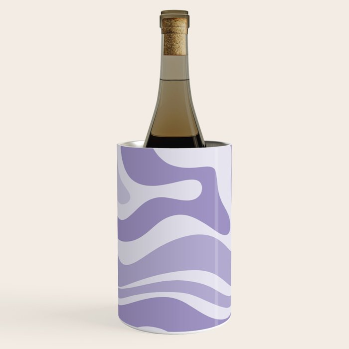 Retro Modern Liquid Swirl Abstract Pattern in Muted Lavender Light Purple Wine Chiller Gallery Image 2