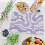 Retro Modern Liquid Swirl Abstract Pattern in Muted Lavender Light Purple Cutting Board Gallery Image 2
