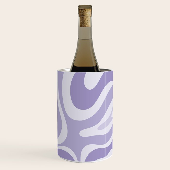 Retro Modern Liquid Swirl Abstract Pattern in Muted Lavender Light Purple Wine Chiller Gallery Image 3