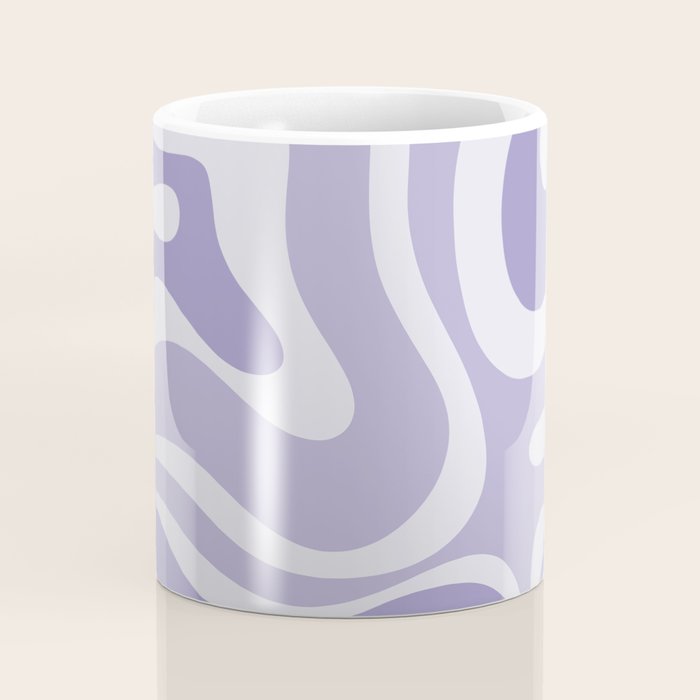 Retro Modern Liquid Swirl Abstract Pattern in Muted Lavender Light Purple Coffee Mug Gallery Image 4