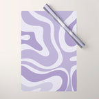 Retro Modern Liquid Swirl Abstract Pattern in Muted Lavender Light Purple Wrapping Paper Gallery Image 1