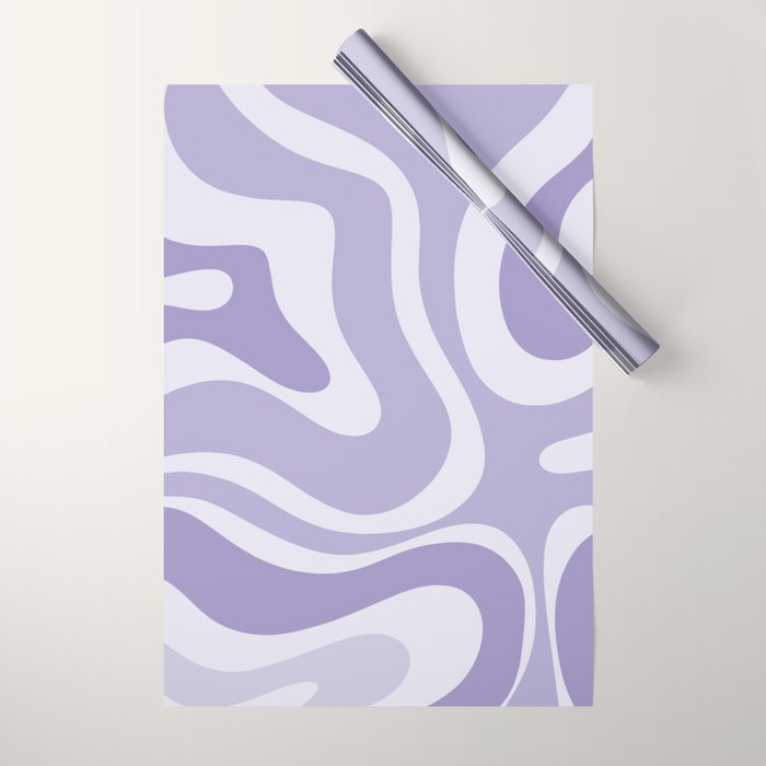 Retro Modern Liquid Swirl Abstract Pattern in Muted Lavender Light Purple Wrapping Paper Gallery Image 1