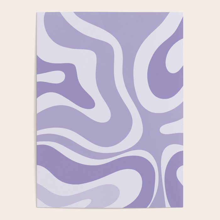 Retro Modern Liquid Swirl Abstract Pattern in Muted Lavender Light Purple Poster Gallery Image 4