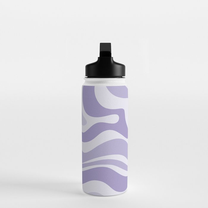 Retro Modern Liquid Swirl Abstract Pattern in Muted Lavender Light Purple Water Bottle Gallery Image 3