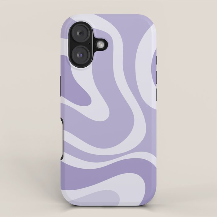 Retro Modern Liquid Swirl Abstract Pattern in Muted Lavender Light Purple iPhone Case Gallery Image 1