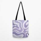 Retro Modern Liquid Swirl Abstract Pattern in Muted Lavender Light Purple Tote Bag Gallery Image 2
