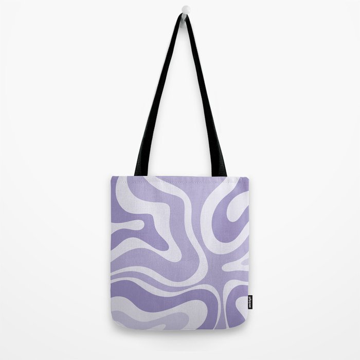 Retro Modern Liquid Swirl Abstract Pattern in Muted Lavender Light Purple Tote Bag Gallery Image 2