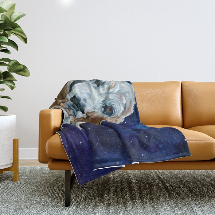 Basset Hound Nebula Stickers Dog Portrait Throw Blanket Gallery Image 1