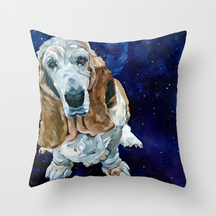 Basset Hound Nebula Stickers Dog Portrait Throw Pillow Gallery Image 6