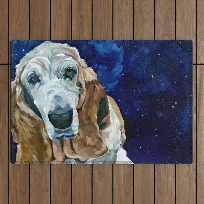 Basset Hound Nebula Stickers Dog Portrait Outdoor Rug Gallery Image 1