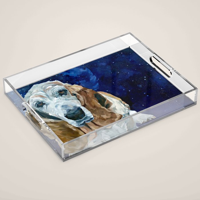 Basset Hound Nebula Stickers Dog Portrait Acrylic Tray Gallery Image 1