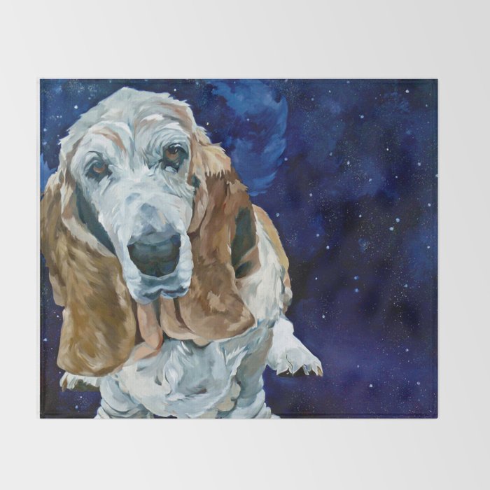 Basset Hound Nebula Stickers Dog Portrait Throw Blanket Gallery Image 2