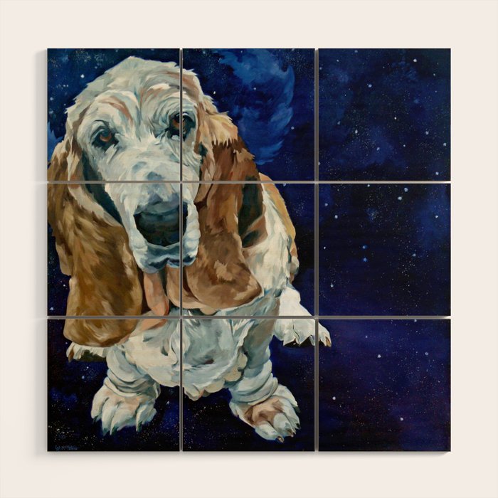 Basset Hound Nebula Stickers Dog Portrait Wood Wall Art Gallery Image 1