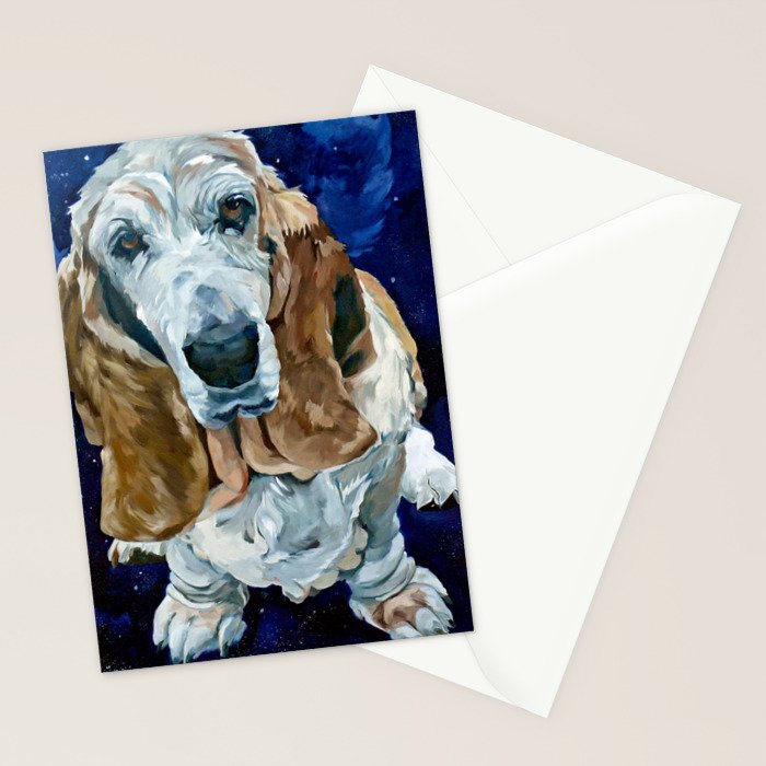 Basset Hound Nebula Stickers Dog Portrait Stationery Card Gallery Image 2