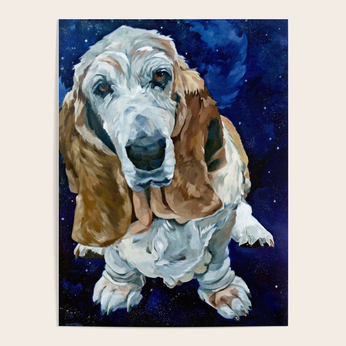 Basset Hound Nebula Stickers Dog Portrait Poster Gallery Image 1