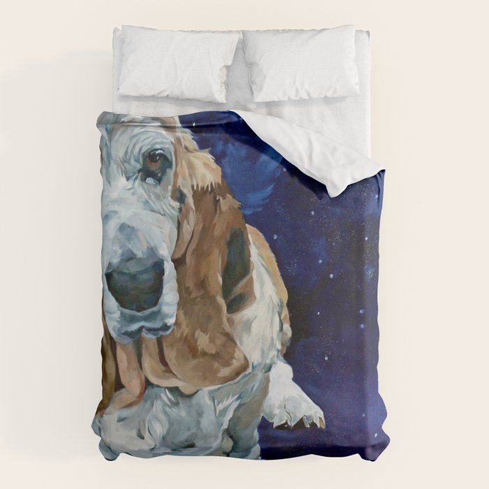 Basset Hound Nebula Stickers Dog Portrait Duvet Cover Gallery Image 6
