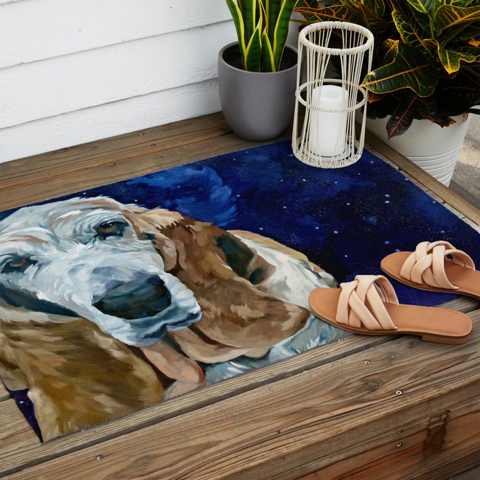 Basset Hound Nebula Stickers Dog Portrait Outdoor Rug Gallery Image 2