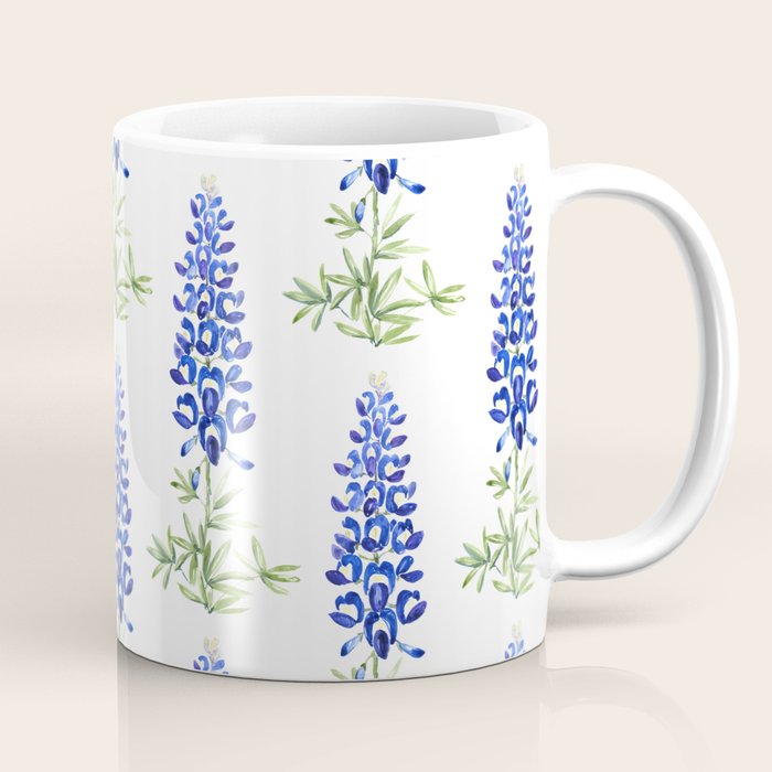 Texas bluebonnet in watercolor Coffee Mug Gallery Image 1