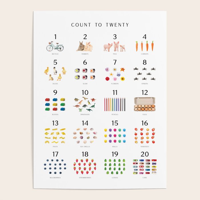 Children's Count to Twenty Print â Minimal Poster Gallery Image 4