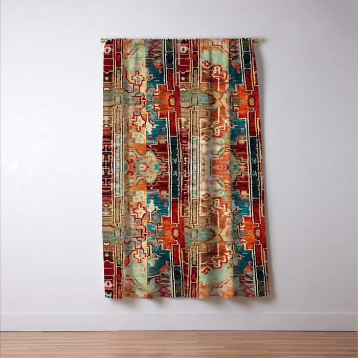 Eclectic Vintage Bohemian Aesthetic Window Curtain Gallery Image 3