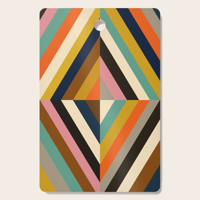 Mid Century Geometric Pattern Technicolor Diamond  Cutting Board Gallery Image 1