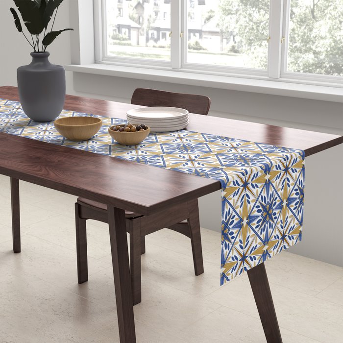 Geometric modern tile B Table Runner Gallery Image 2