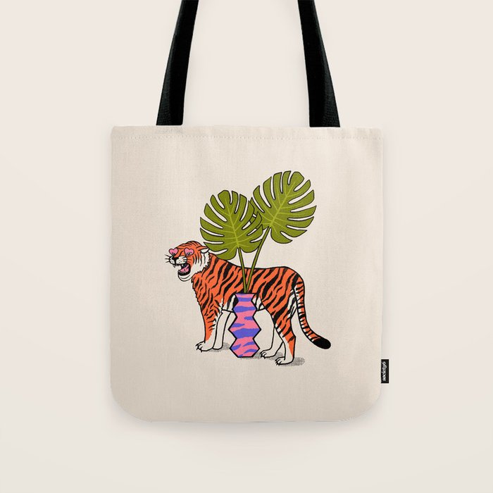Tiger & Plant Tote Bag Gallery Image 1