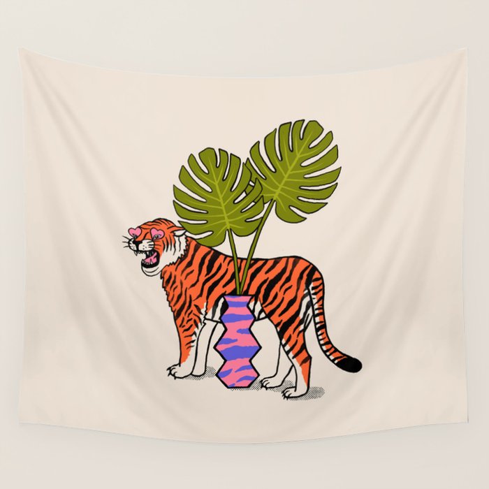 Tiger & Plant Wall Tapestry Gallery Image 4