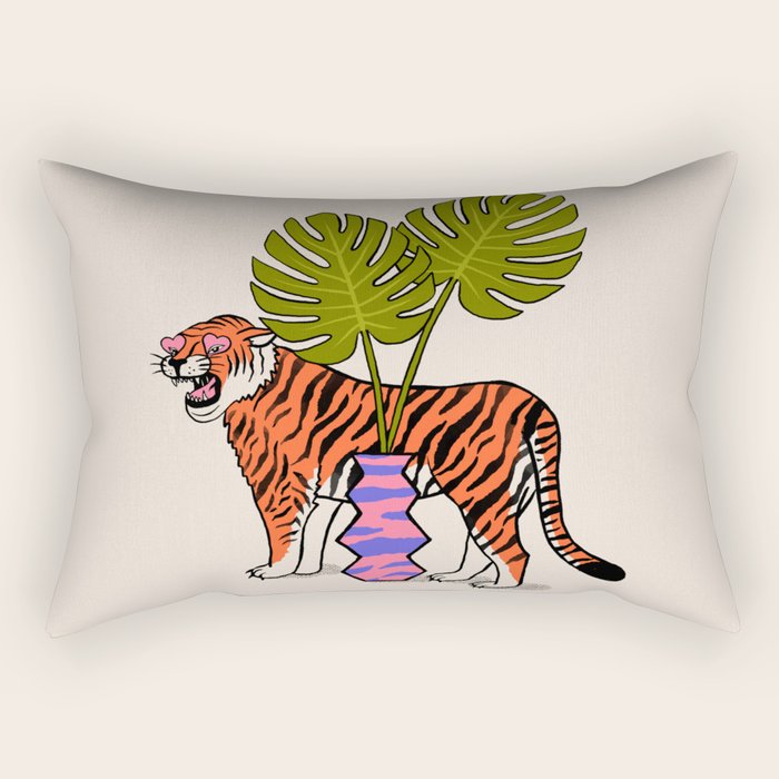 Tiger & Plant Rectangular Pillow Gallery Image 2