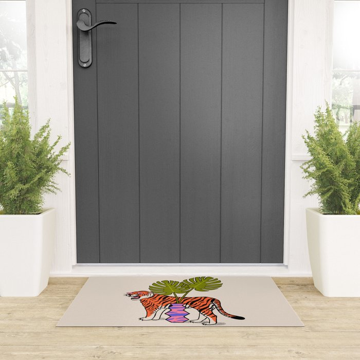 Tiger & Plant Welcome Mat Gallery Image 3