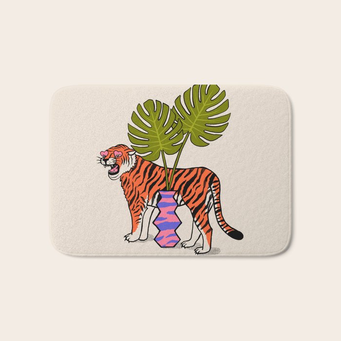 Tiger & Plant Bath Mat Gallery Image 1
