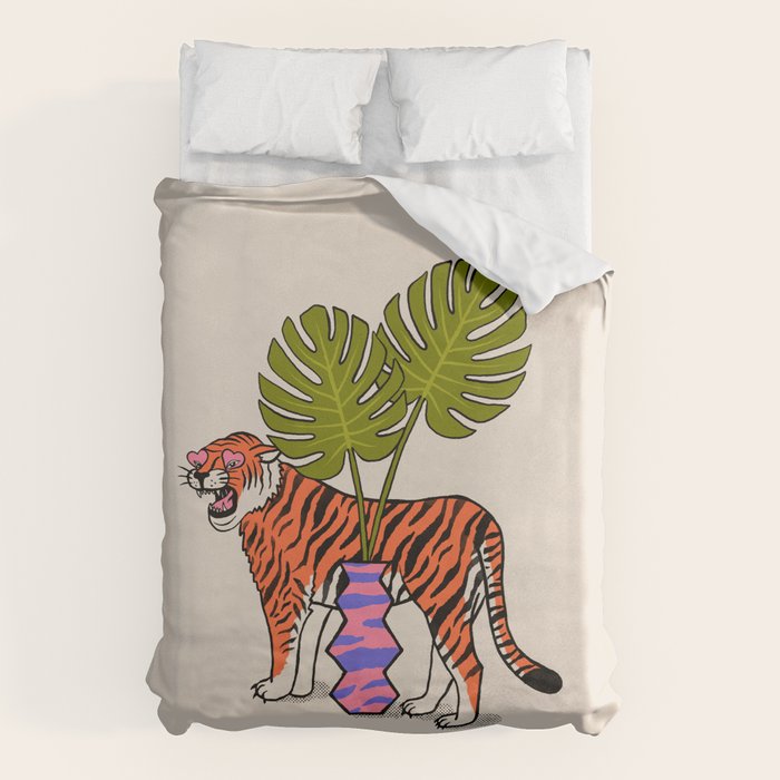 Tiger & Plant Duvet Cover