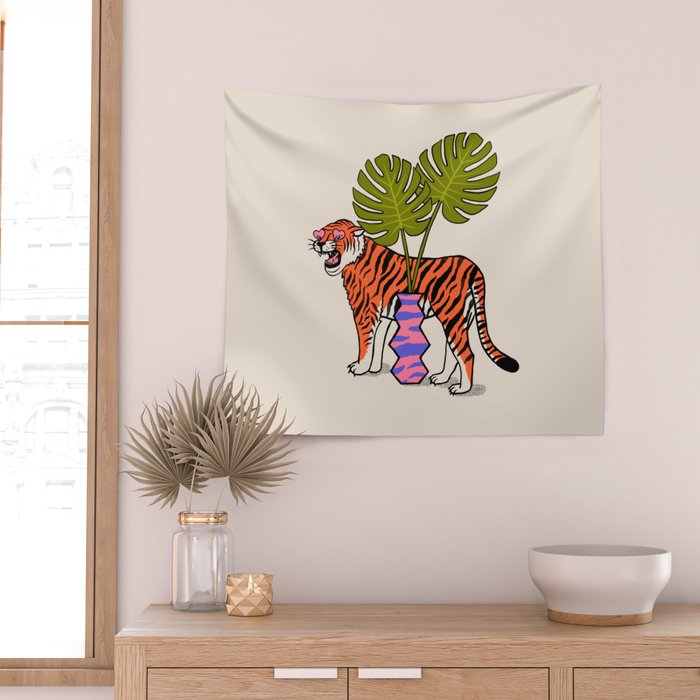 Tiger & Plant Wall Tapestry Gallery Image 2