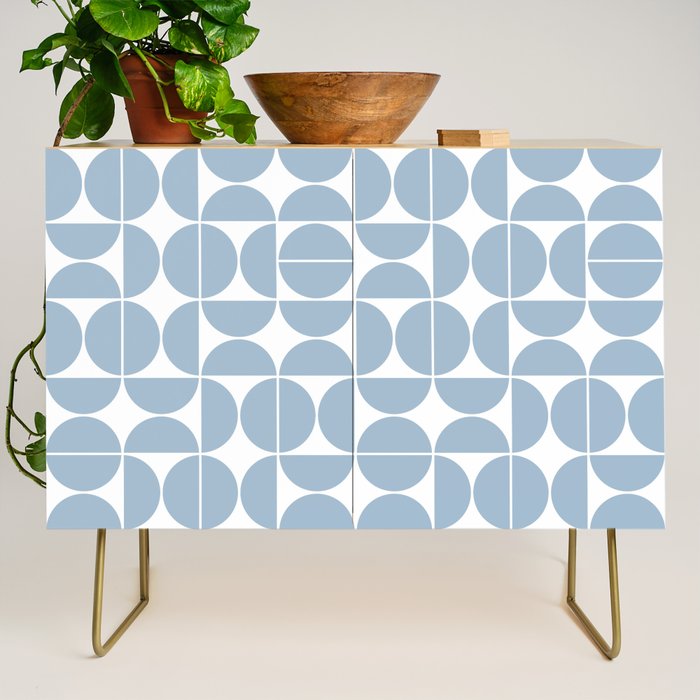 Mid Century Modern Geometric 04 Soft Blue Credenza Gallery Image 1