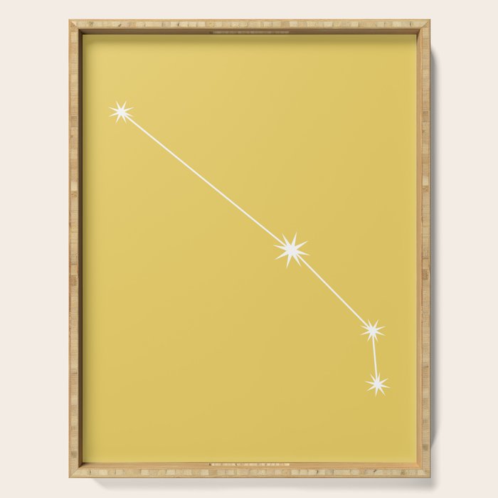 Aries Zodiac Star Constellation Line Art Soft Yellow Serving Tray Gallery Image 1