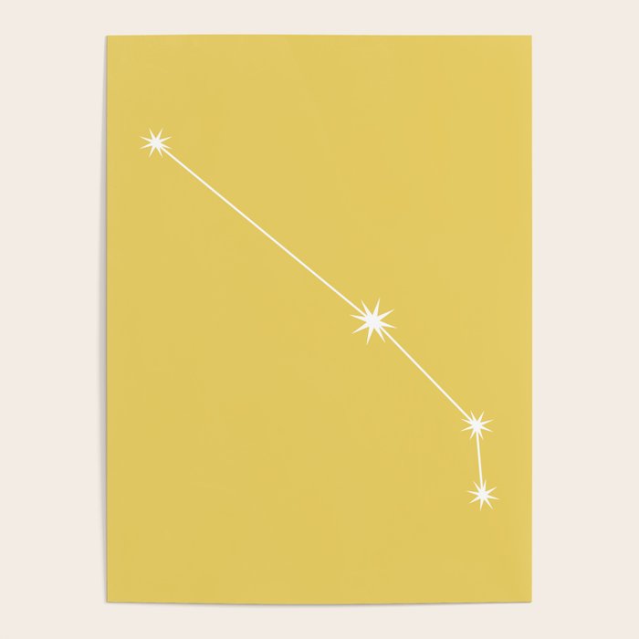 Aries Zodiac Star Constellation Line Art Soft Yellow Poster Gallery Image 4