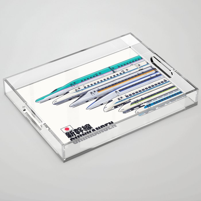Shinkansen Bullet Train Evolution - White Acrylic Tray Gallery Image 1
