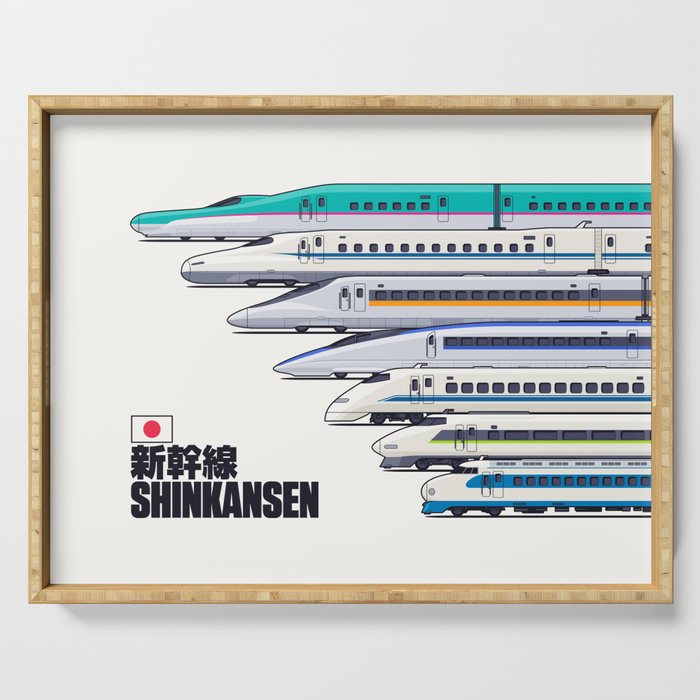 Shinkansen Bullet Train Evolution - White Serving Tray Gallery Image 1