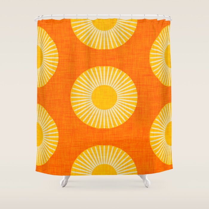 Earth Mod Abstract Sun Orange Shower Curtain Gallery Image 1