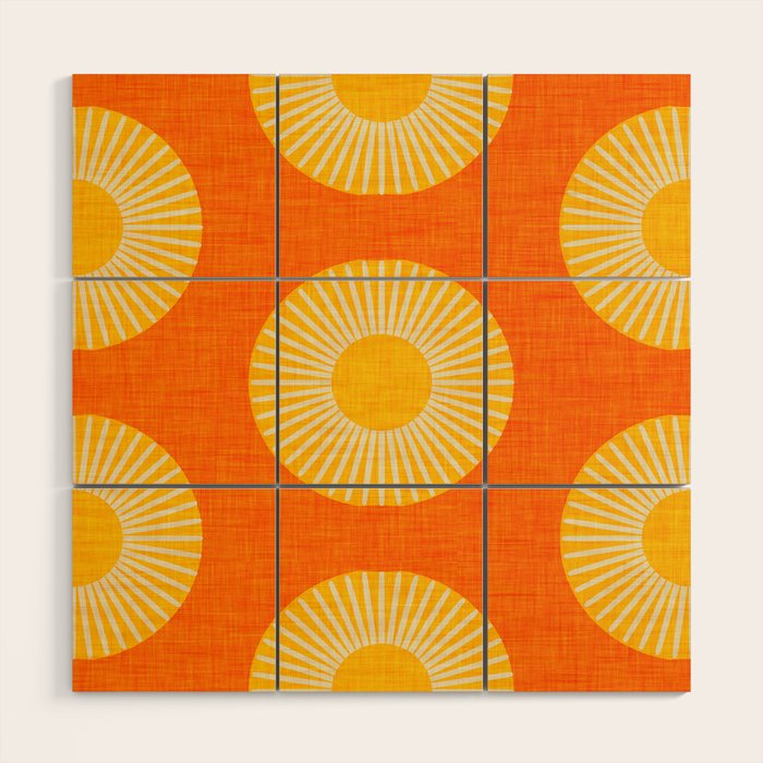 Earth Mod Abstract Sun Orange Wood Wall Art Gallery Image 1