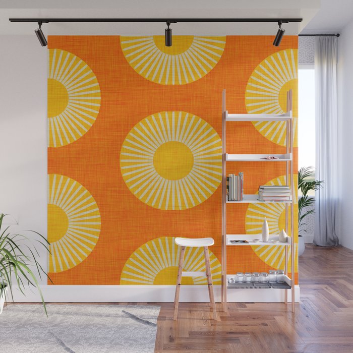 Earth Mod Abstract Sun Orange Wall Mural Gallery Image 1