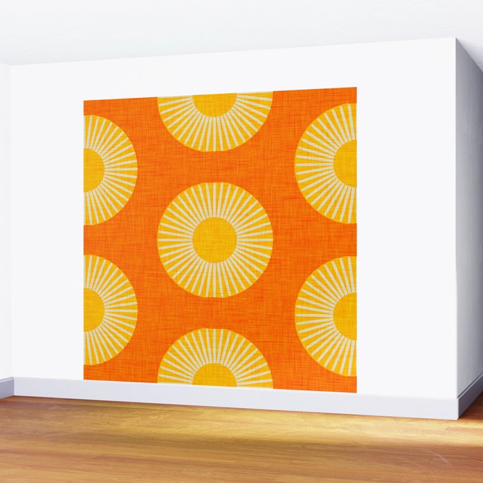 Earth Mod Abstract Sun Orange Wall Mural Gallery Image 2