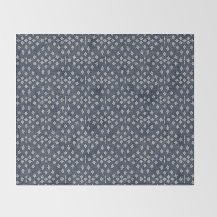 Vintage Patterned Blue Throw Blanket Gallery Image 2