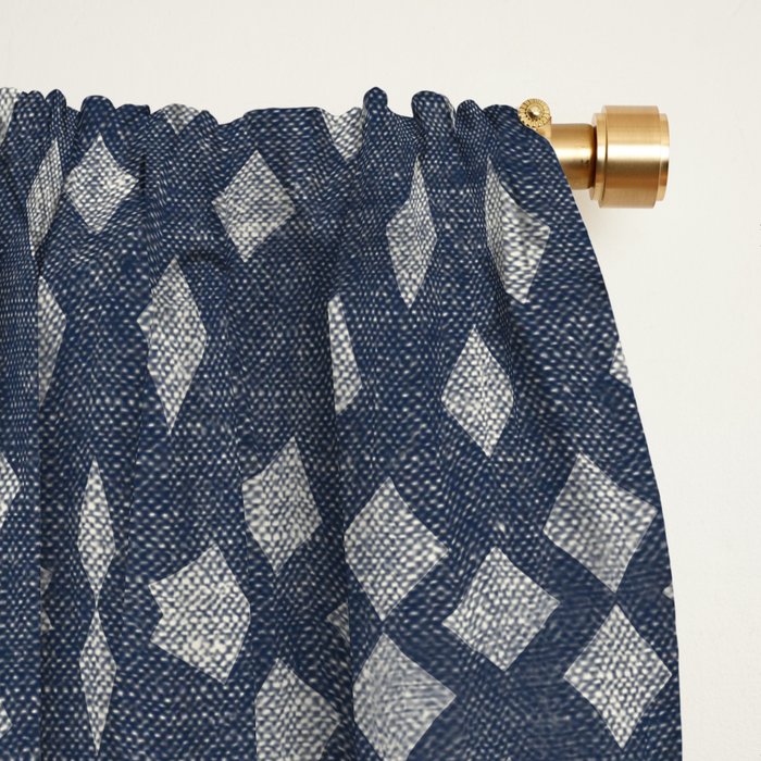 Vintage Patterned Blue Window Curtain Gallery Image 2