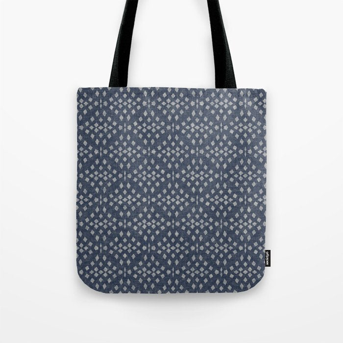 Vintage Patterned Blue Tote Bag Gallery Image 1